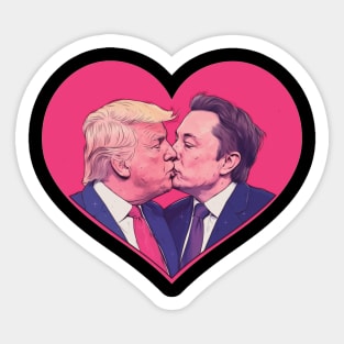 Funny Trump & Elon Kissing Heart Valentine Sticker